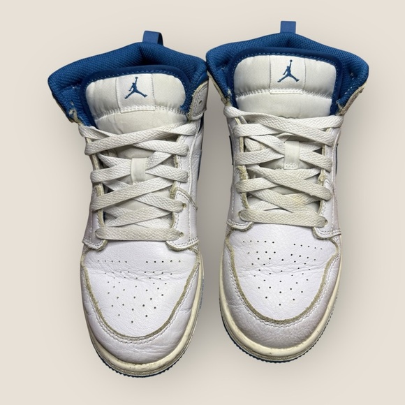 Nike Air Jordan 1 Mid White/Blue – Kids’ Size 3Y - Picture 10 of 13